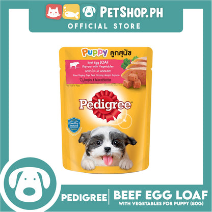 24pcs Pedigree Puppy Beef Egg Loaf Flavor With Vegetables 80g Puppy Pouch Wet Food