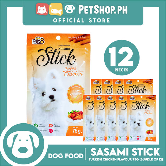 12pcs Sasami Stick Tasty Dog Soft Stick 75g Per Pack (Turkish Chicken) Dog Food, Dog Treats