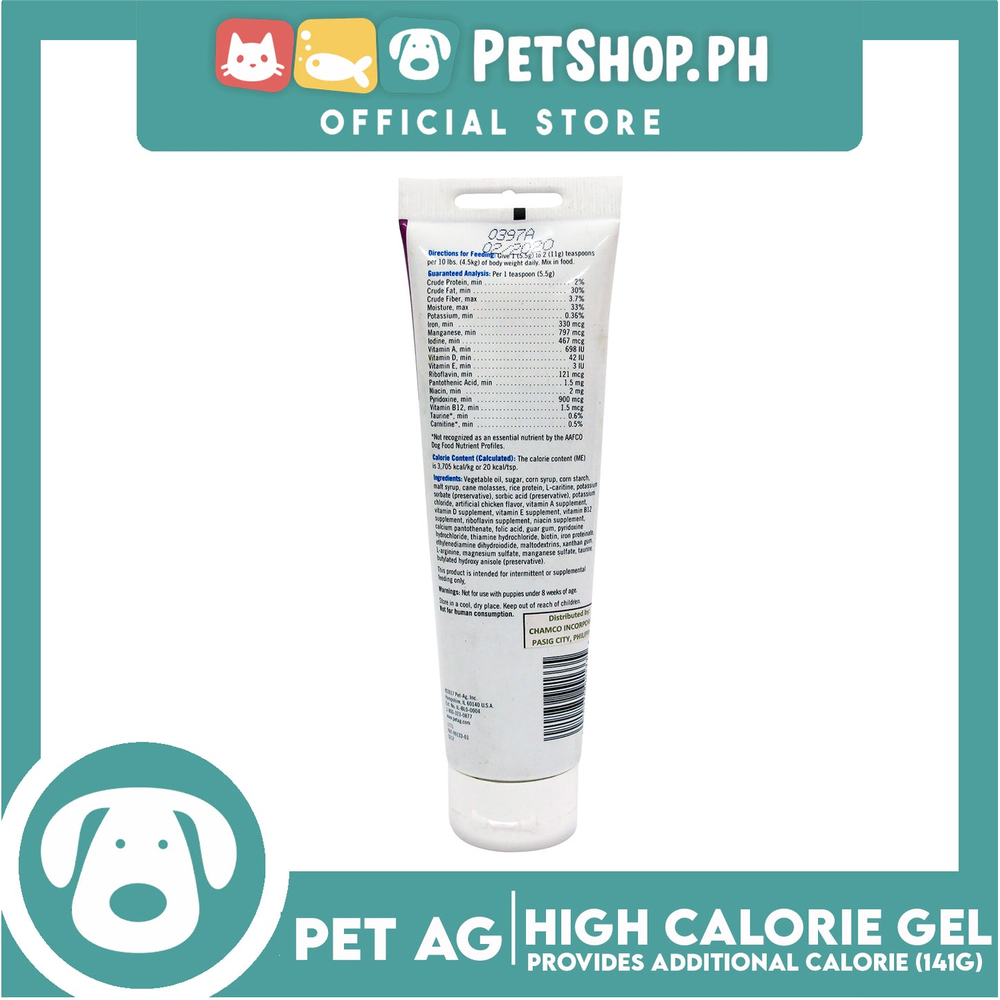Pet Ag High Calorie Gel Supplement for Dogs 141g Provides Dogs 8 Weeks And Older