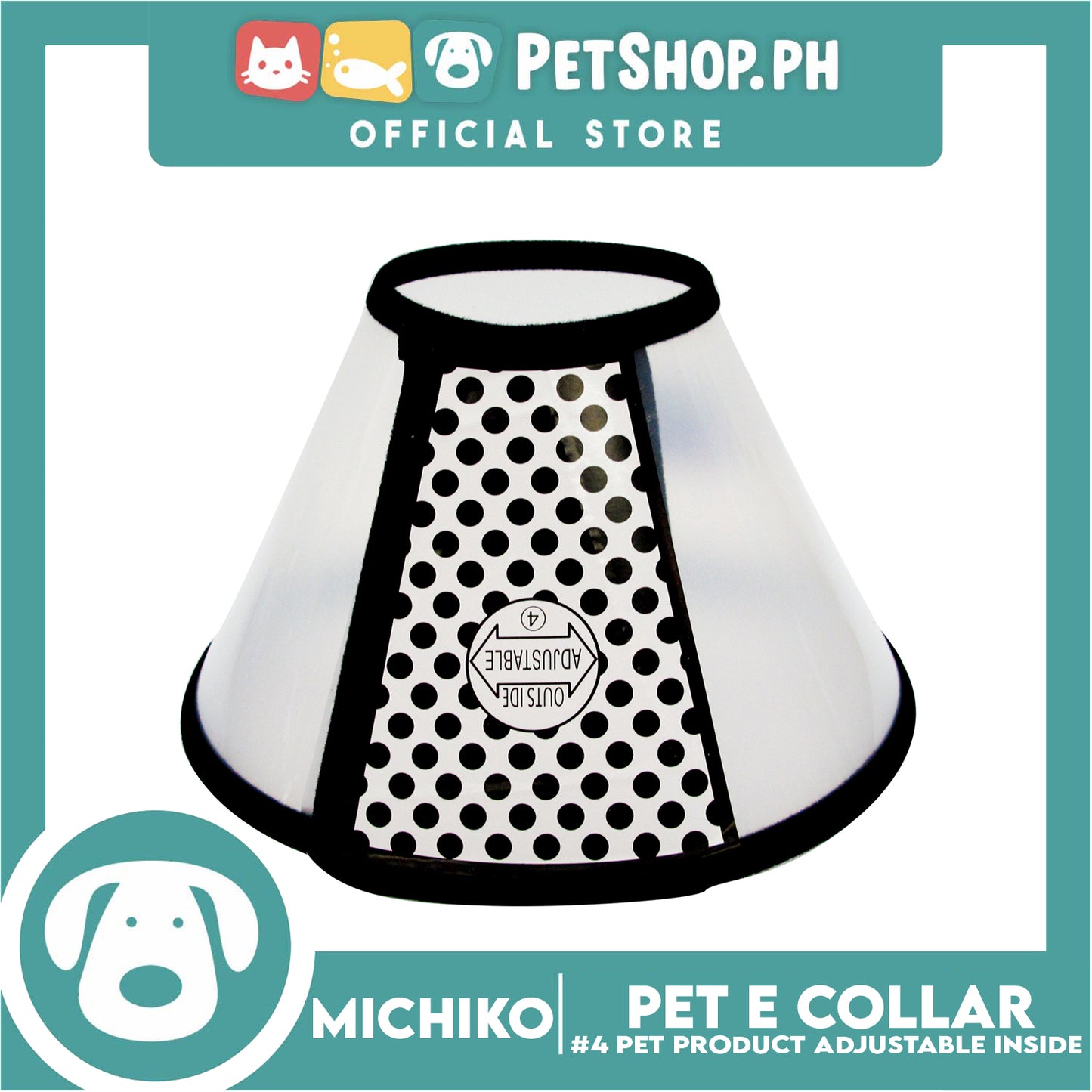Michiko Pet E. Collar #4 Anti-Lick Anti-Bite Protection Cover Neck Cone For Cats And Dogs