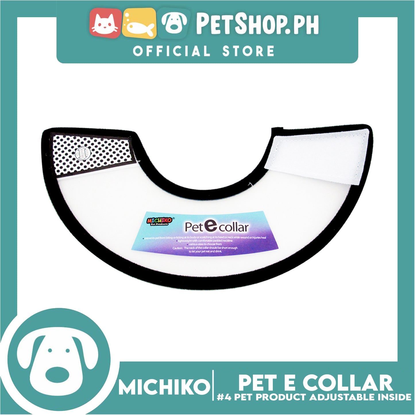 Michiko Pet E. Collar #4 Anti-Lick Anti-Bite Protection Cover Neck Cone For Cats And Dogs