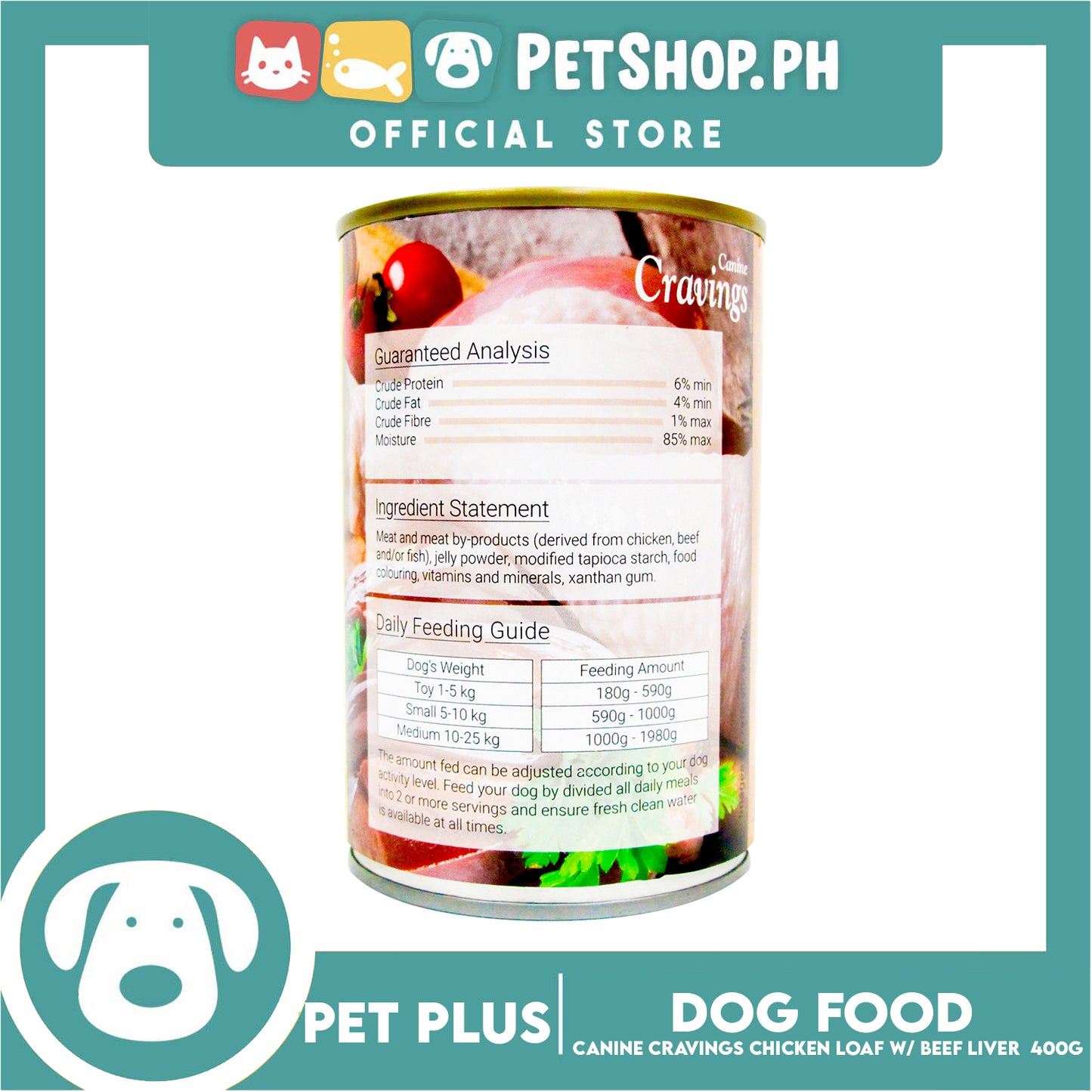 Pet Plus Canine Cravings 400g (Chicken Loaf With Beef Liver) Dog Canned Food