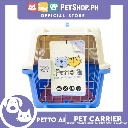 Petto Ai Dog Pet Carrier Crate (Blue) Pet Travel Carrier Animal Box