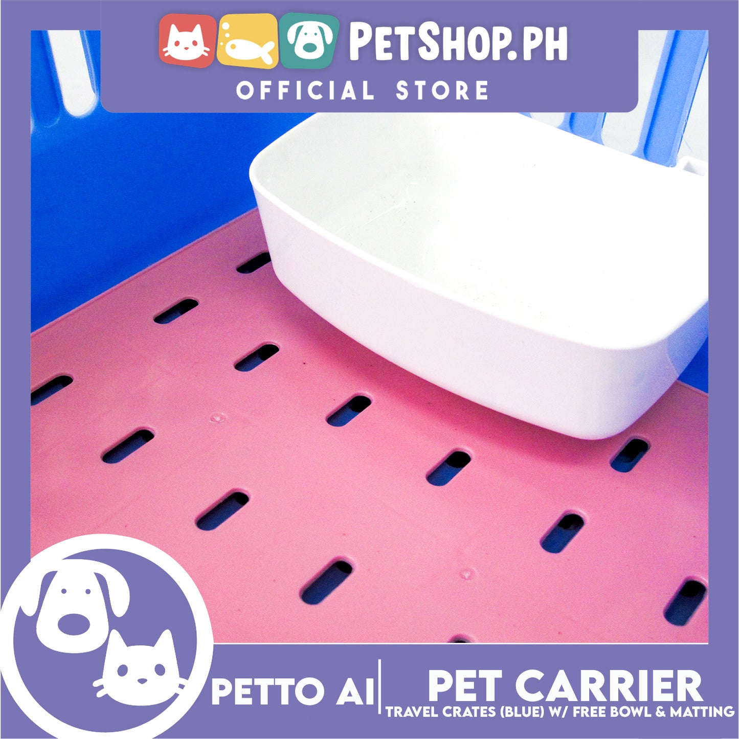 Petto Ai Dog Pet Carrier Crate (Blue) Pet Travel Carrier Animal Box