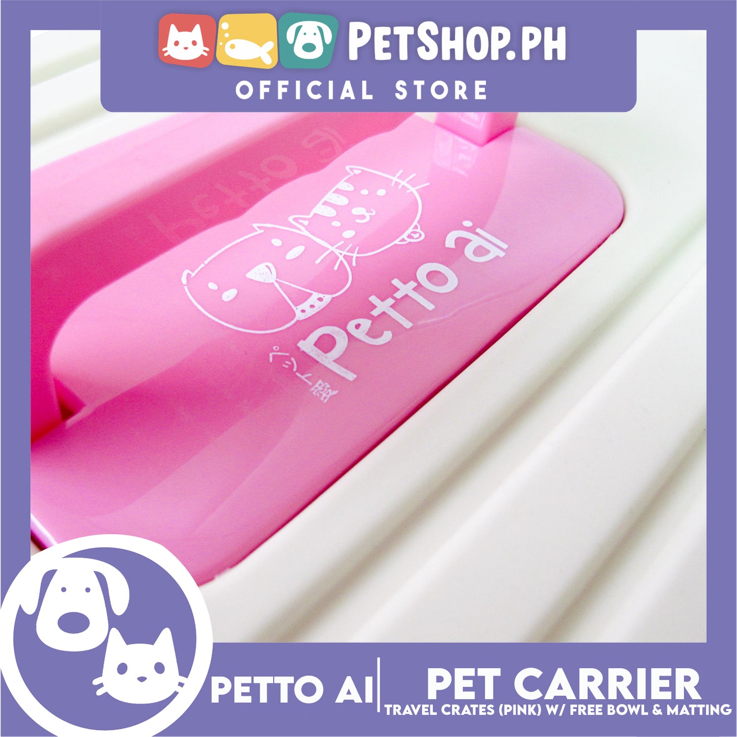 Petto Ai Dog Pet Carrier Crate (Pink) Pet Travel Carrier Animal Box