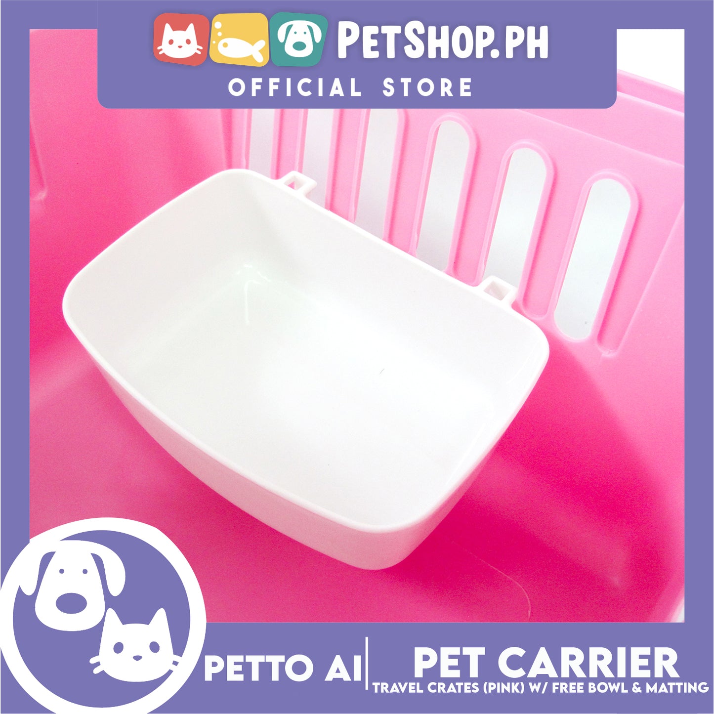 Petto Ai Dog Pet Carrier Crate (Pink) Pet Travel Carrier Animal Box