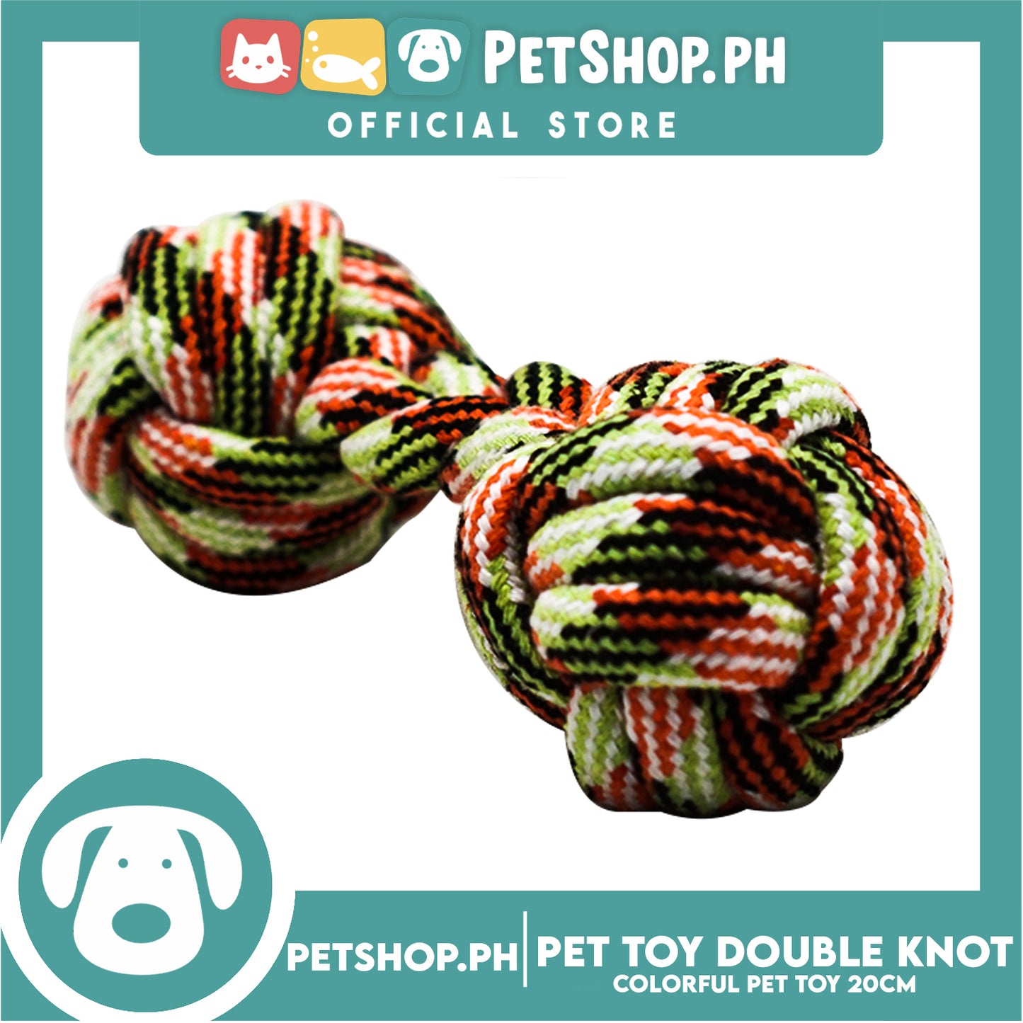Pet Toy Colorful Double Knot Rope Ball Toys 20cm for Small Medium Dogs Puppies
