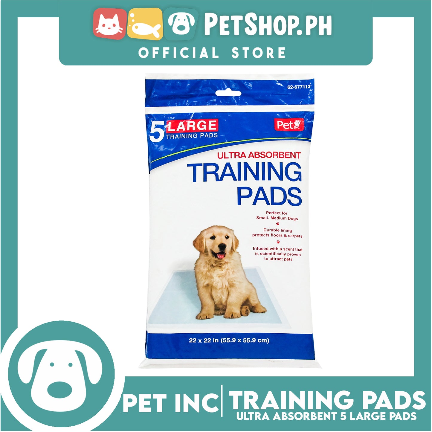 Pet Inc Ultra Absorbent Training Pads 5 Large Training Pads