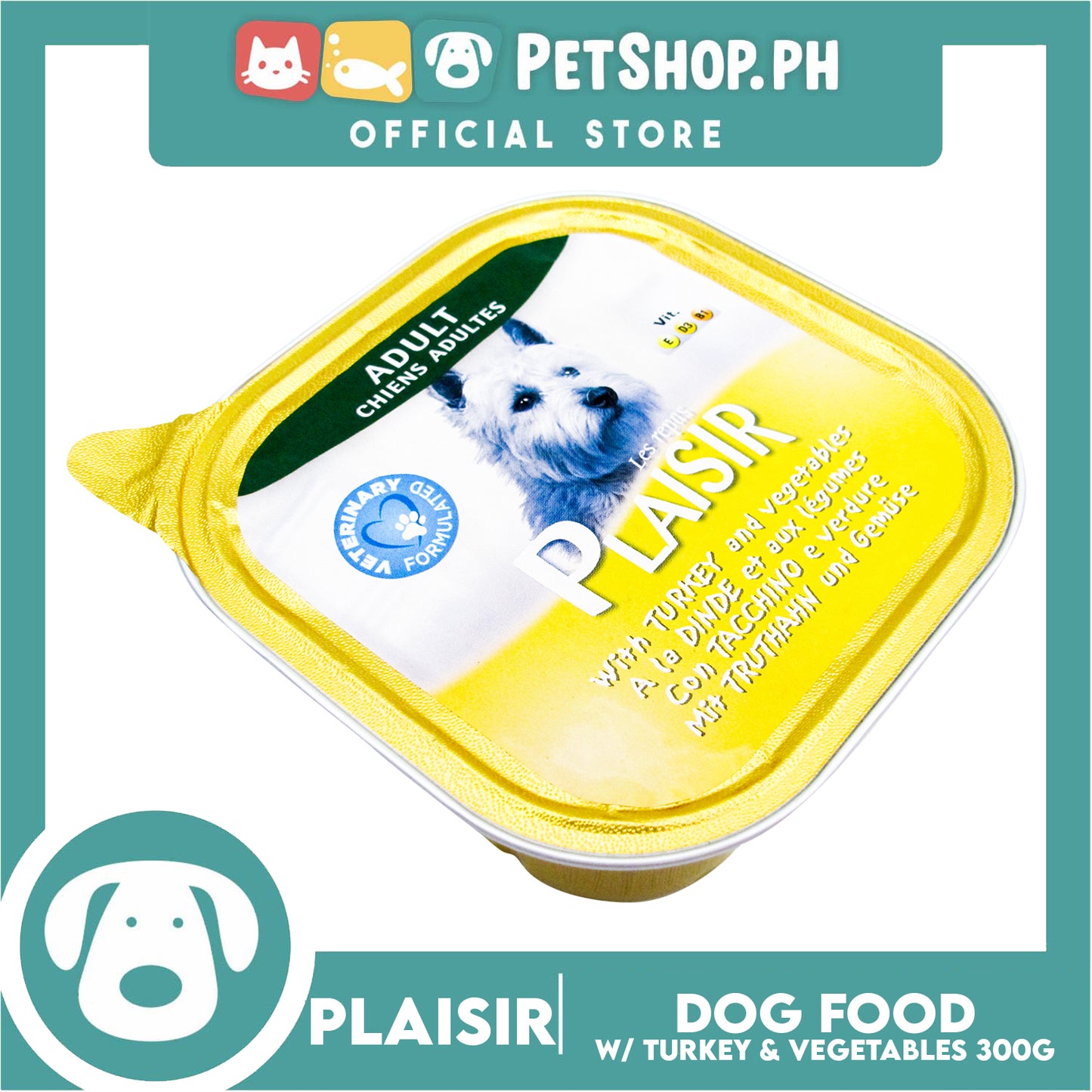 Plaisir Pate With Turkey and Vegetables 300g Dog Wet Food For Adult