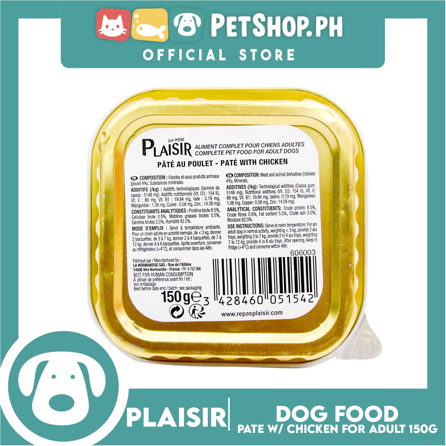 Plaisir Pate With Chicken 150g Dog Wet Food For Adult