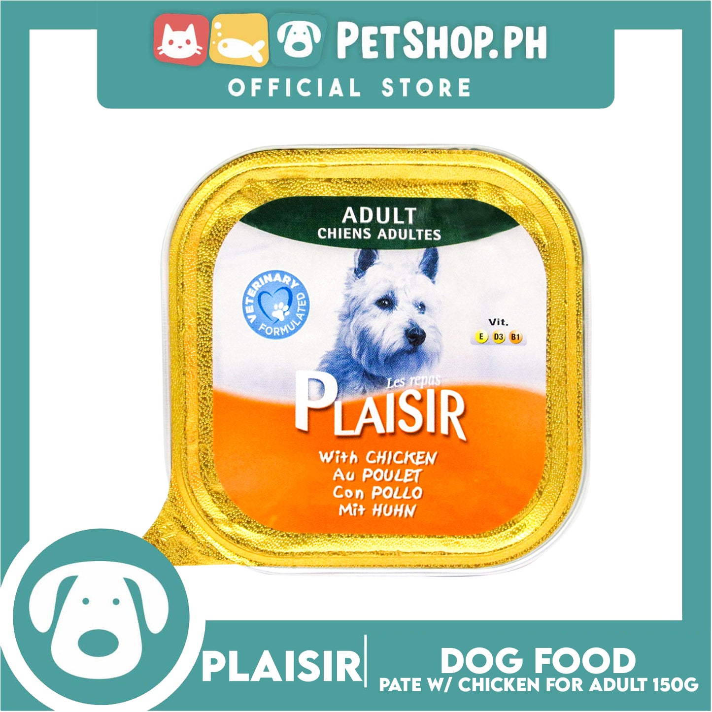 Plaisir Pate With Chicken 150g Dog Wet Food For Adult