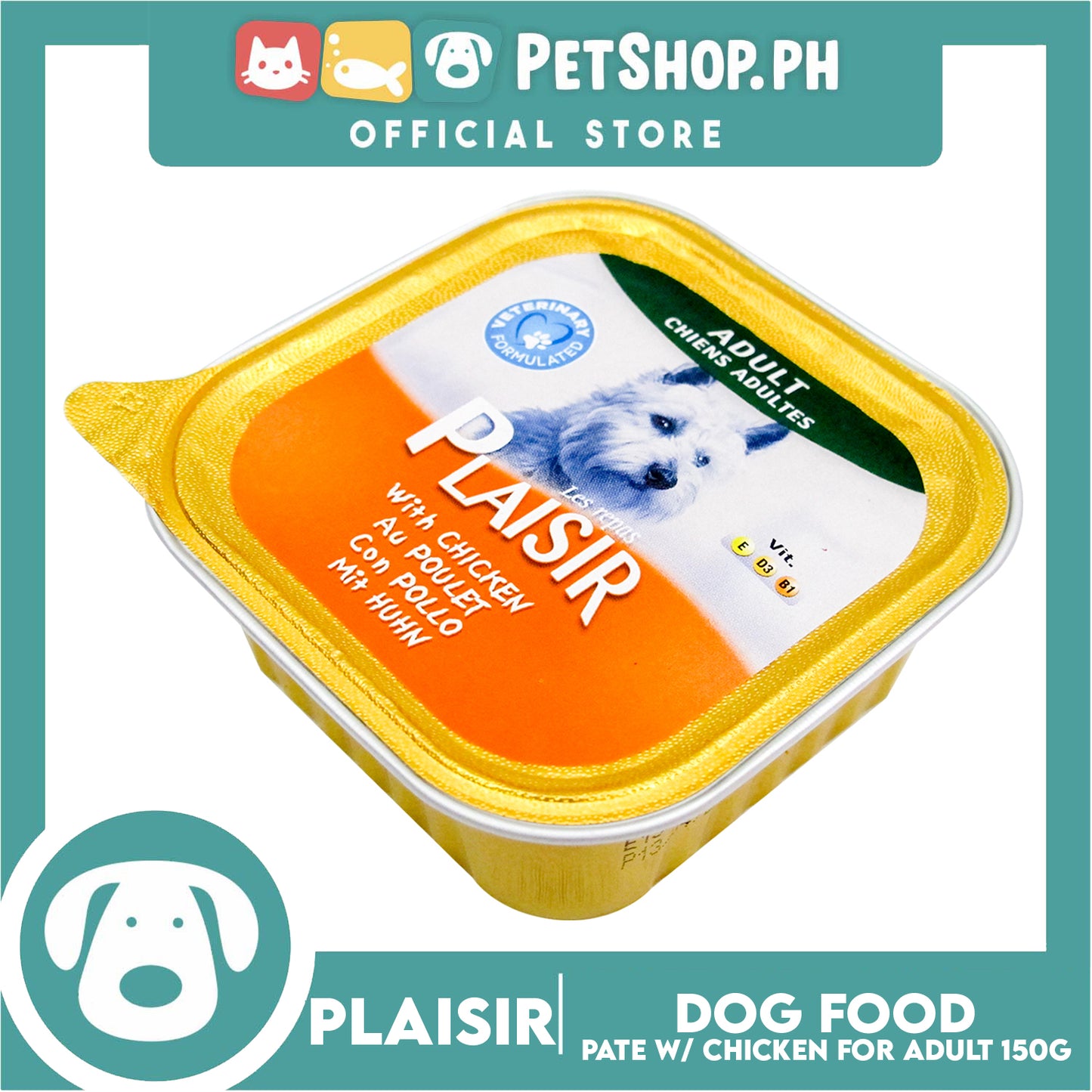 Plaisir Pate With Chicken 150g Dog Wet Food For Adult