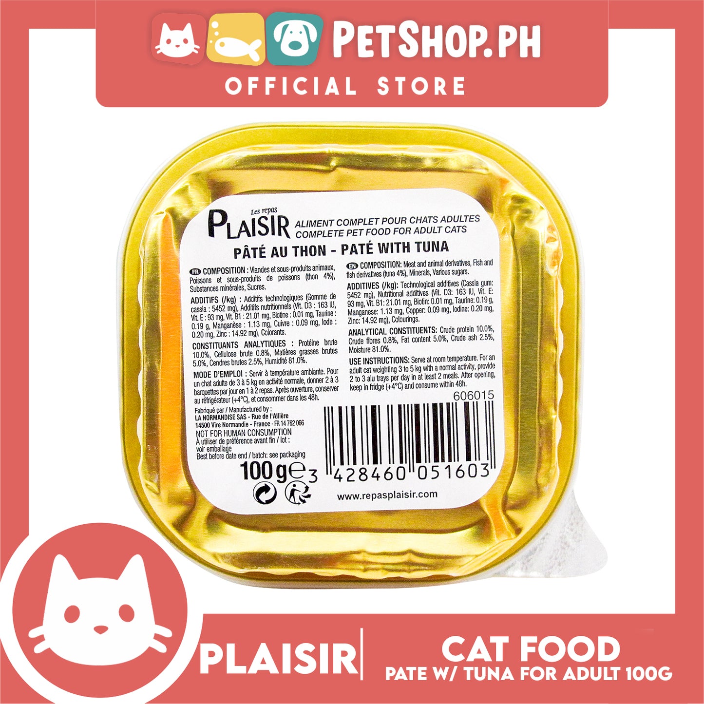 Plaisir Pate With Tuna 100g Cat Wet Food For Adult