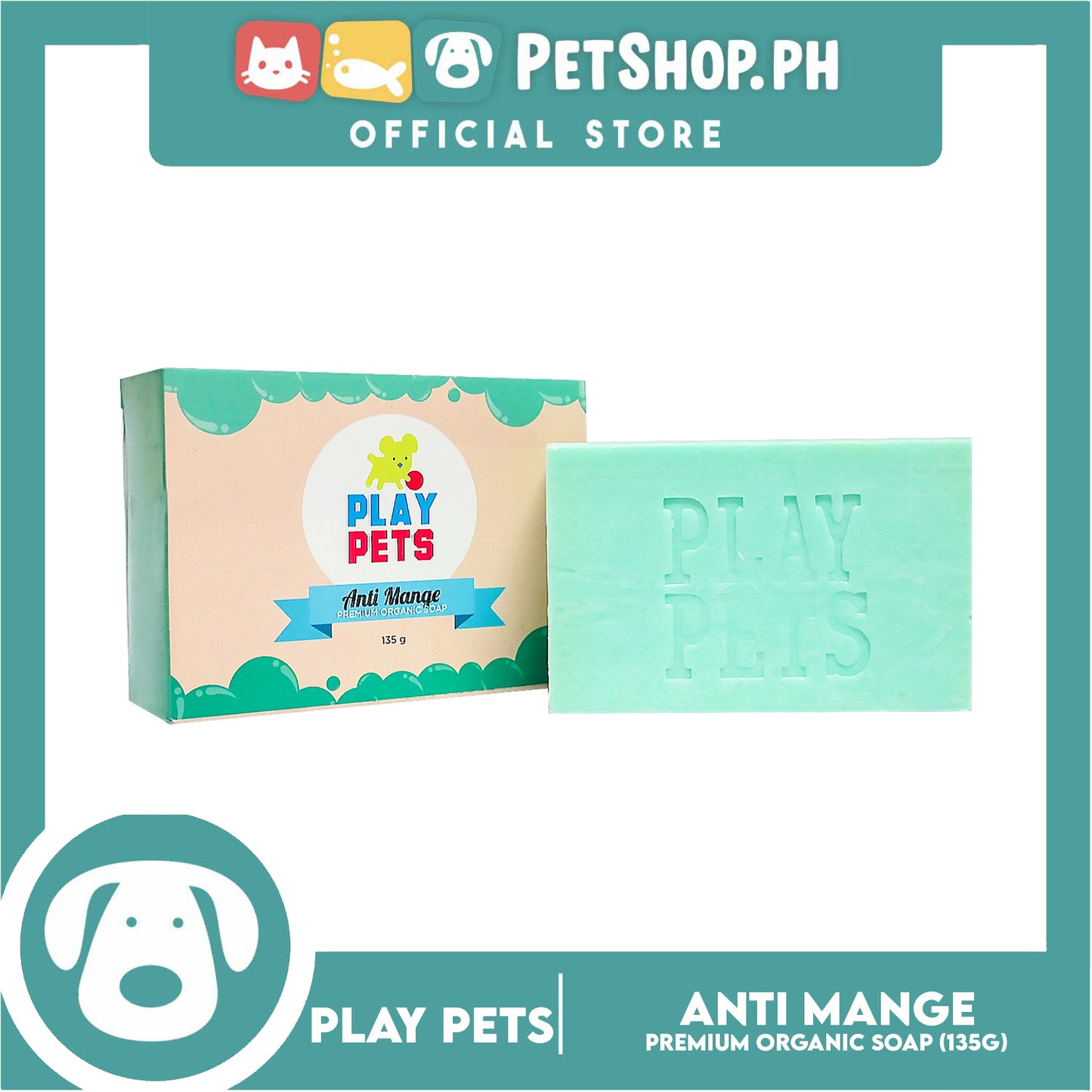 Play Pets Premium Organic Soap 135g (Anti-Mange) Dog Soap