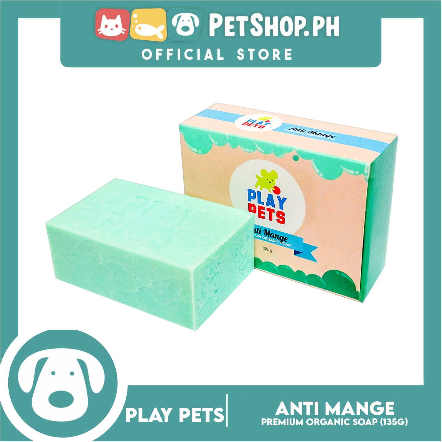 Play Pets Premium Organic Soap 135g (Anti-Mange) Dog Soap