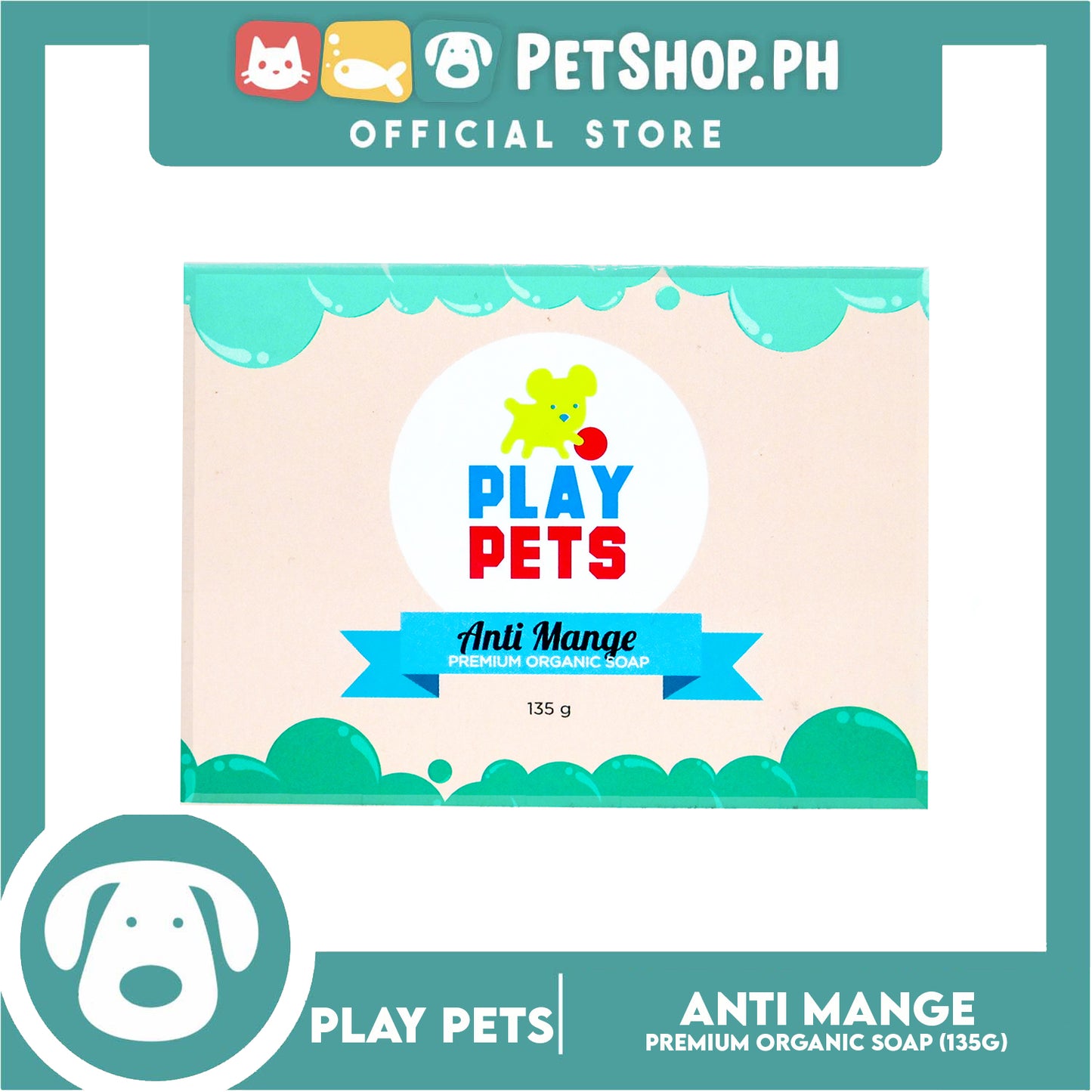 Play Pets Premium Organic Soap 135g (Anti-Mange) Dog Soap