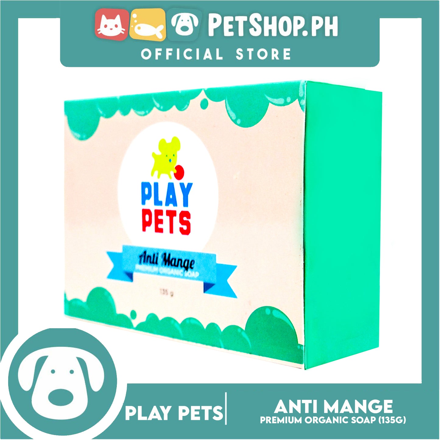 Play Pets Premium Organic Soap 135g (Anti-Mange) Dog Soap