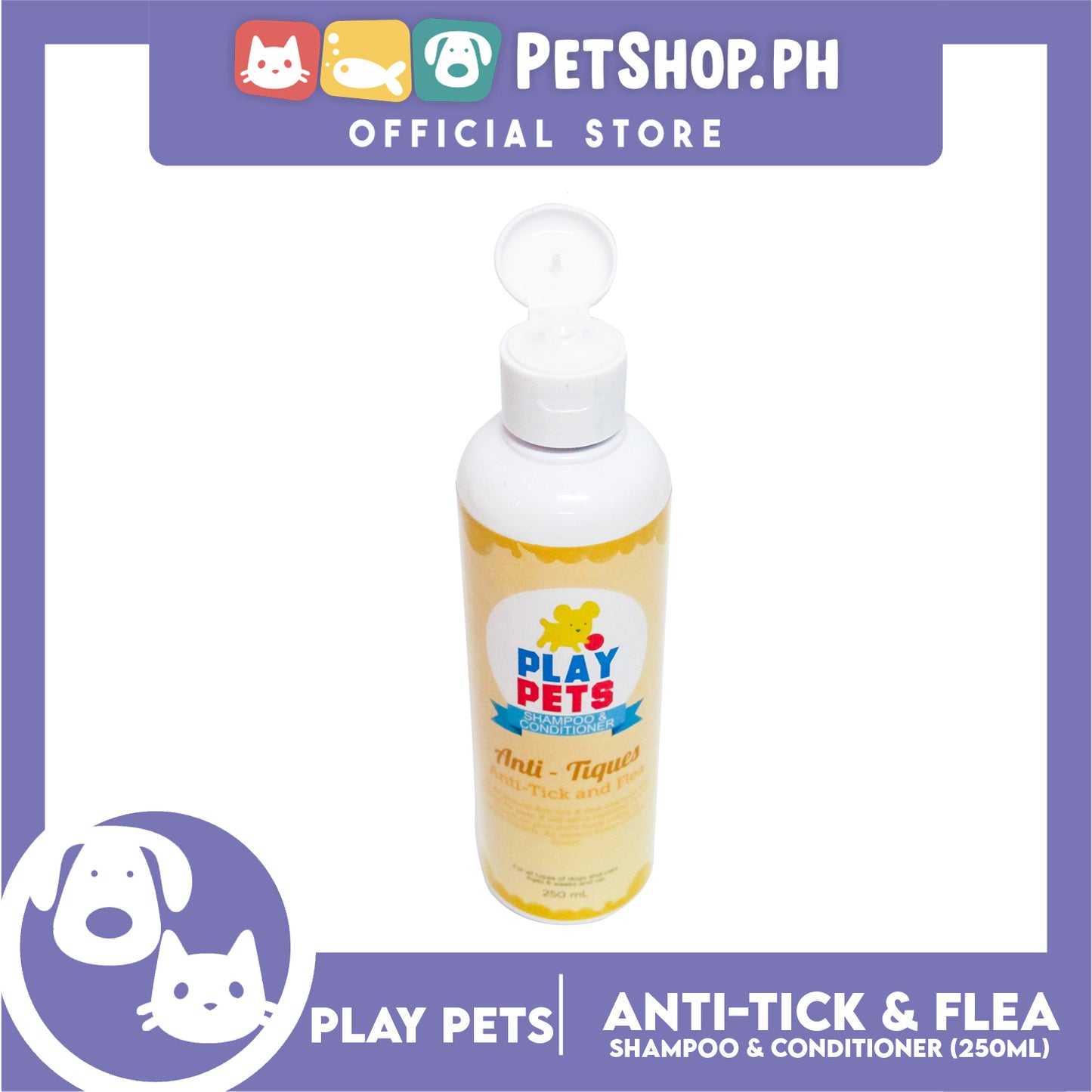 Play Pets Shampoo Anti-Tick and Flea 250mL