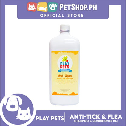 Play Pets Shampoo and Conditioner 1000ml (Anti-Tick and Flea) For All Types Of Dogs And Cats