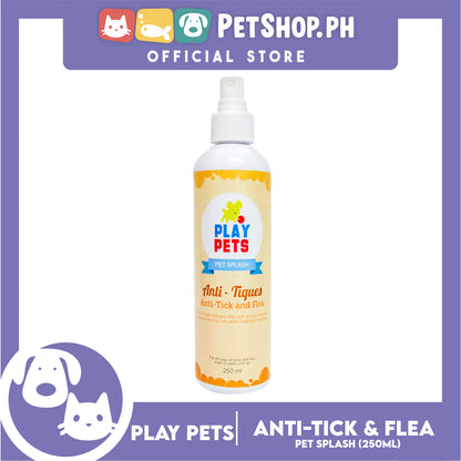 Play Pets, Pet Splash Anti-Tick and Flea, 2-in-1 Pet Cologne 250ml For All Types Of Dogs And Cats