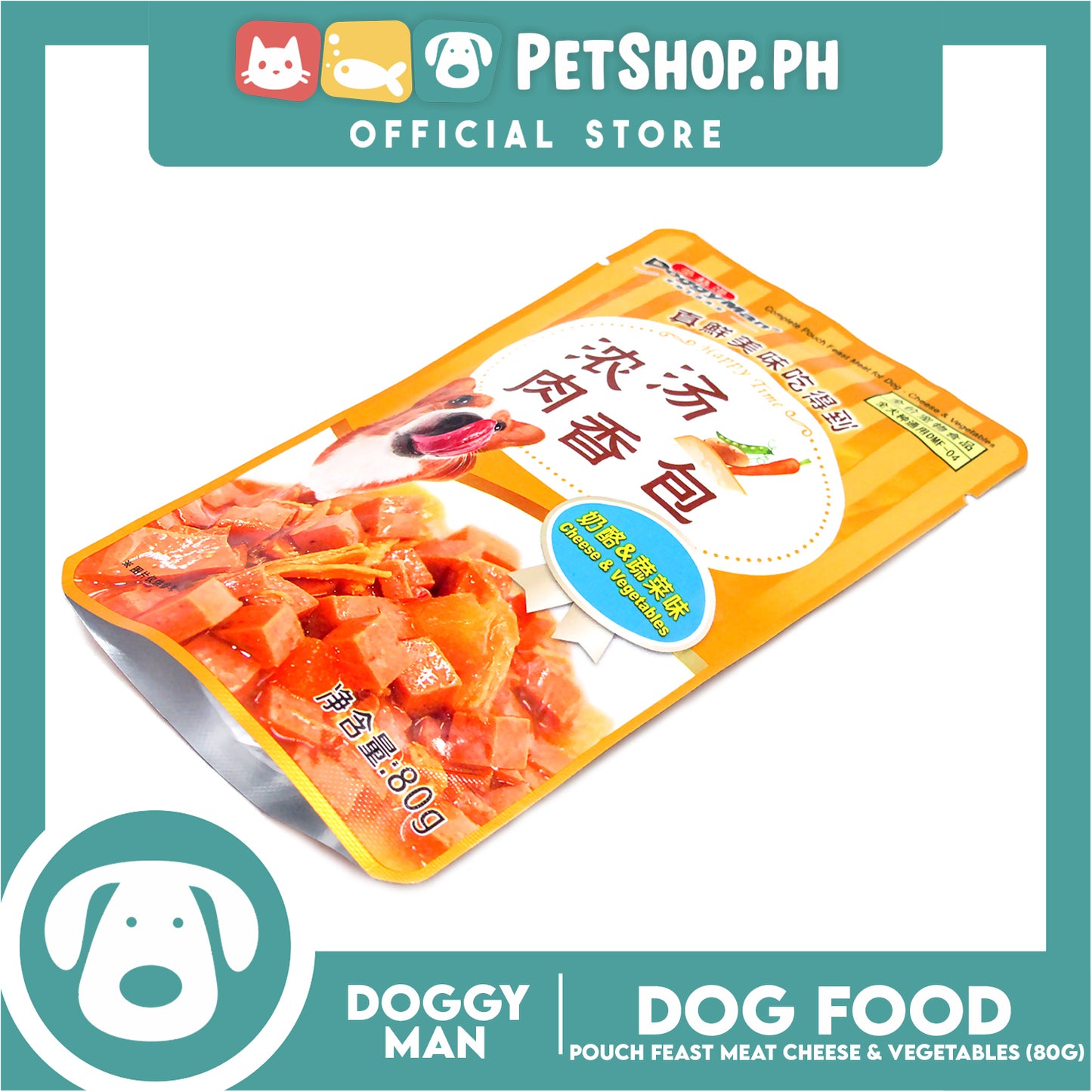 Doggyman Pouch Feast Dog Food 80g (Cheese And Vegetable) Z0180 Dog Pouch Food, Dog Wet Food