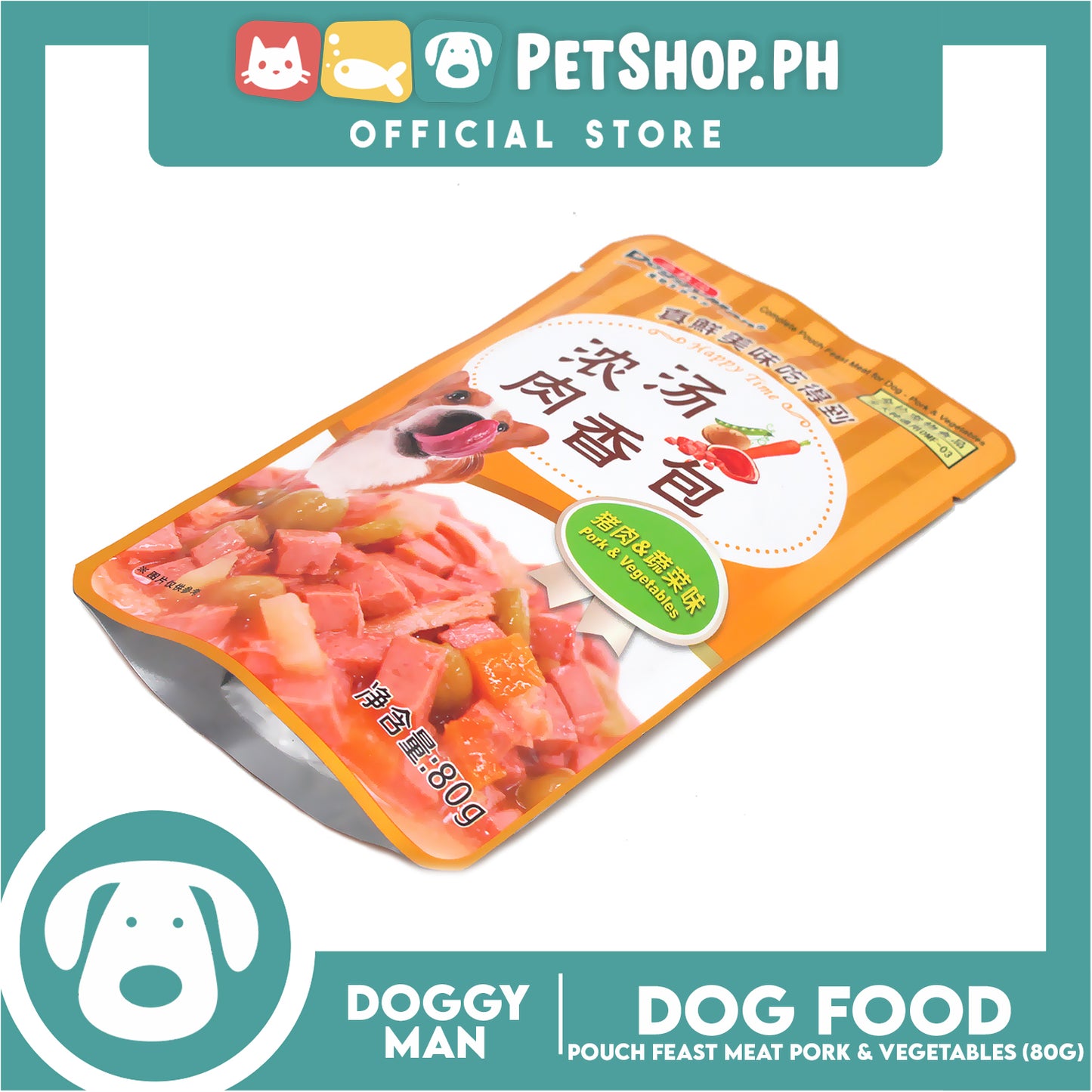 Doggyman Pouch Feast Dog Food 80g (Pork And Vegetable) Z0179 Dog Pouch Food, Dog Wet Food