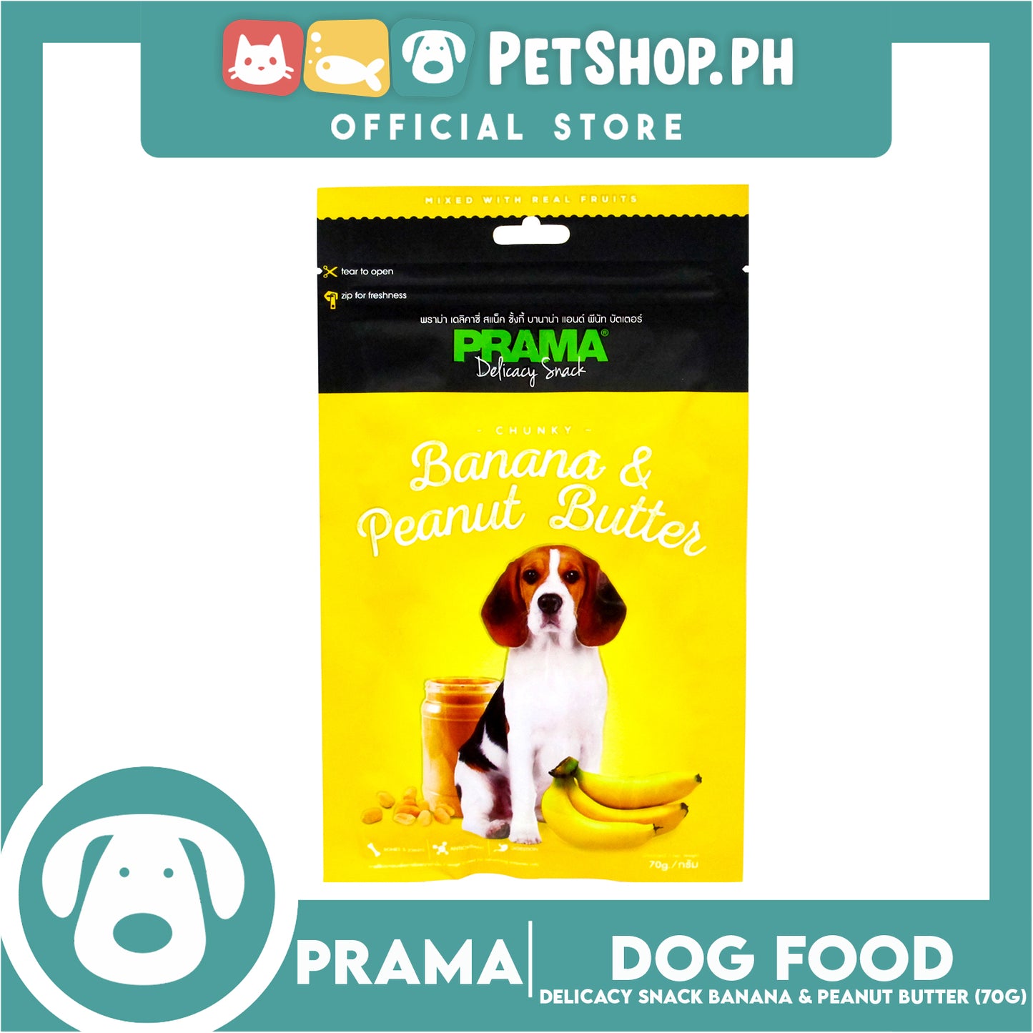 Prama Delicacy Snack Chunky Banana and Peanut Butter 70g Dog Treats