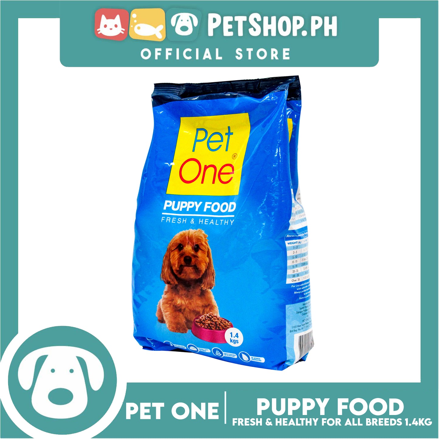Pet One Puppy Food Fresh And Healthy 1.4kg Dry Dog Food