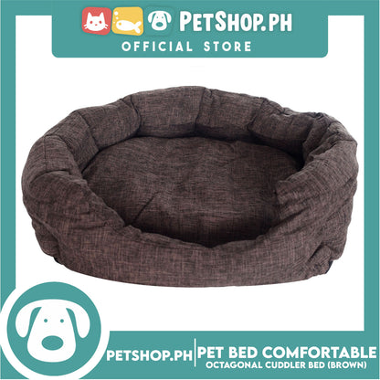 Pet Bed Comfortable Octagonal Cuddler Dog Bed 65x60x18cm Large for Dogs & Cats (Brown)