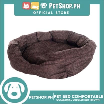 Pet Bed Comfortable Octagonal Cuddler Dog Bed 55x47x18cm Medium for Dogs & Cats (Brown)