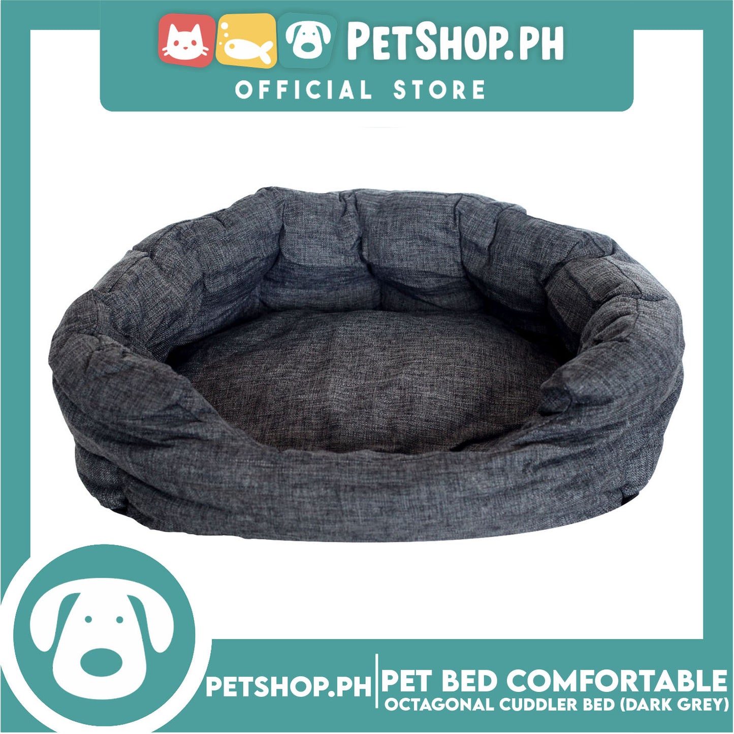 Pet Bed Comfortable Octagonal Cuddler Dog Bed 42x35x13cm Small for Dogs & Cats (Dark Gray)