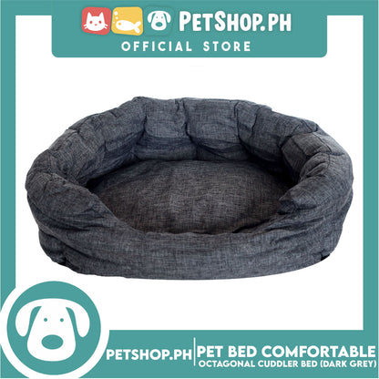 Pet Bed Comfortable Octagonal Cuddler Dog Bed 65x60x18cm Large for Dogs & Cats (Dark Gray)