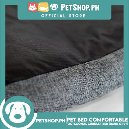 Pet Bed Comfortable Octagonal Cuddler Dog Bed 55x47x18cm Medium for Dogs & Cats (Dark Gray)