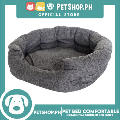 Pet Bed Comfortable Octagonal Cuddler Dog Bed 55x47x18cm Medium for Dogs & Cats (Grey)