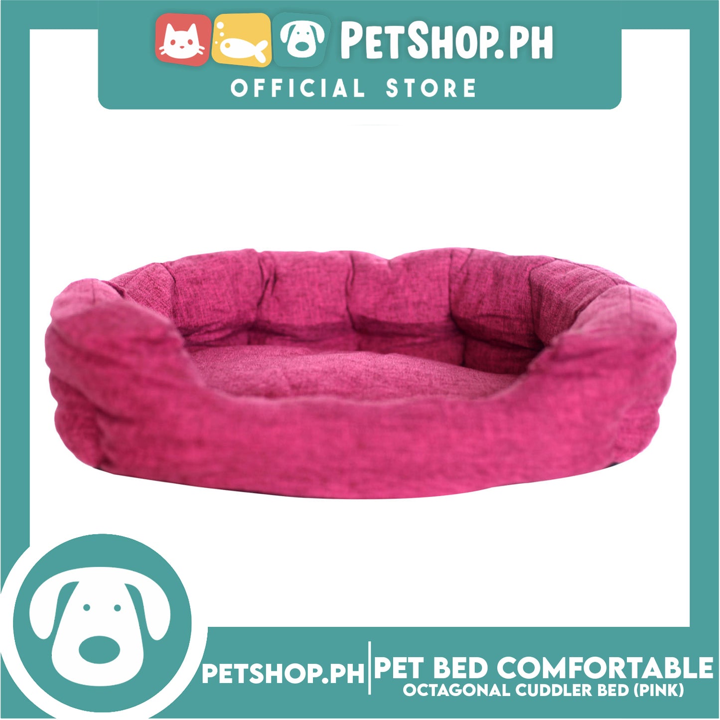 Pet Bed Comfortable Octagonal Cuddler Dog Bed 55x47x18cm Medium for Dogs & Cats (Pink)