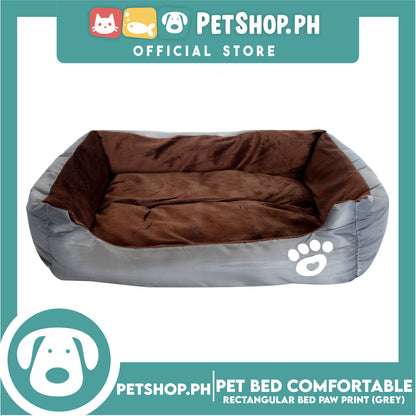 Pet Bed Comfortable Rectangular Pet Bed with Paw Print 72x58x10cm Large for Dogs & Cats (Gray)