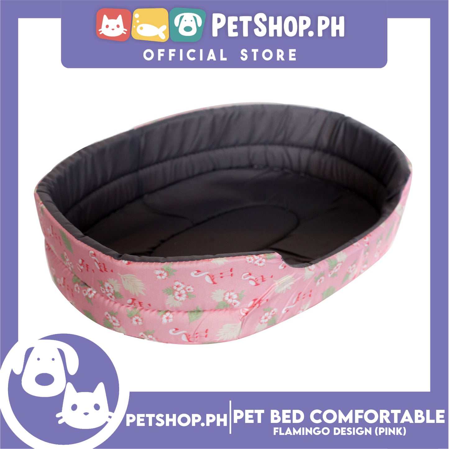 Pet Bed Comfortable Sleeping Bed with Flamingo Design 55x42x13cm for Dogs & Cats Pink