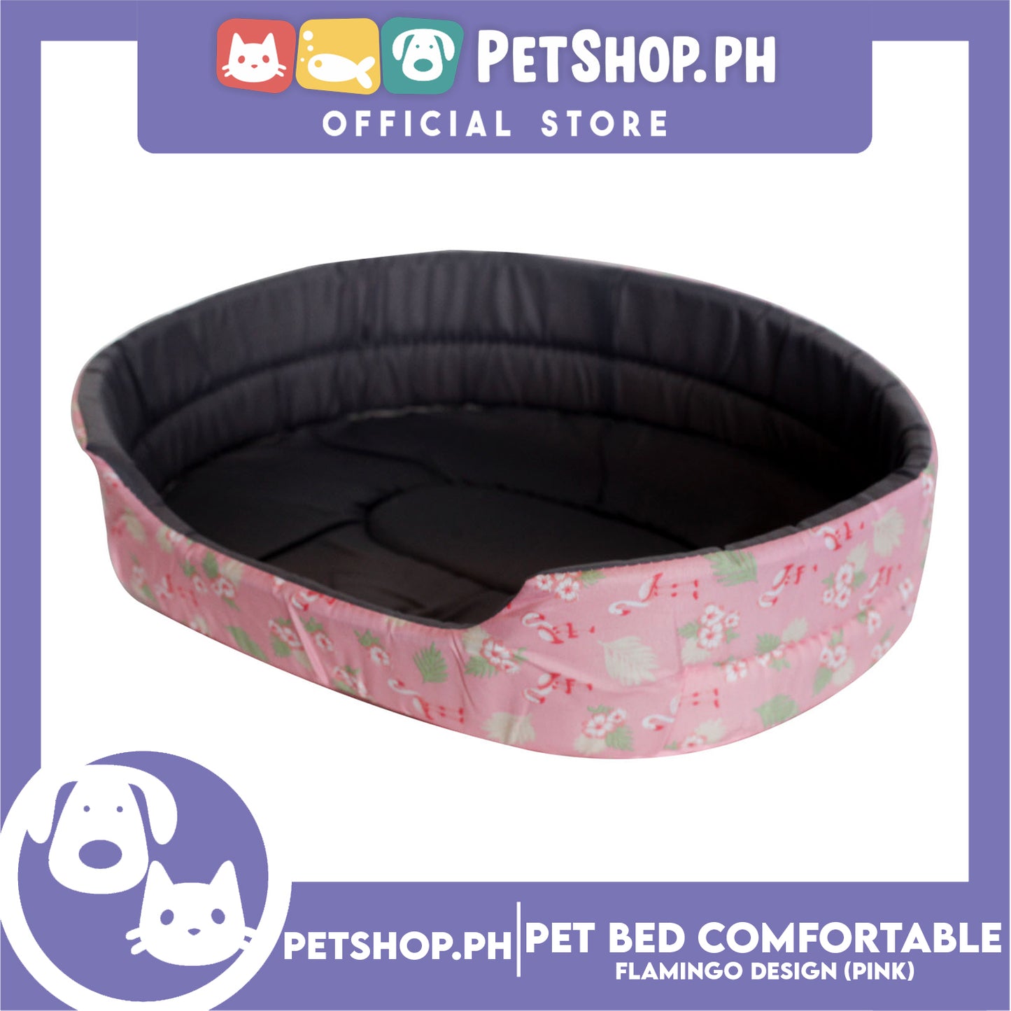 Pet Bed Comfortable Sleeping Bed with Flamingo Design 43x30x10cm for Dogs & Cats Pink