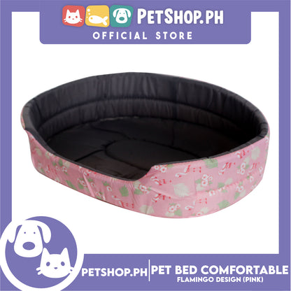 Pet Bed Comfortable Sleeping Bed with Flamingo Design 55x42x13cm for Dogs & Cats Pink