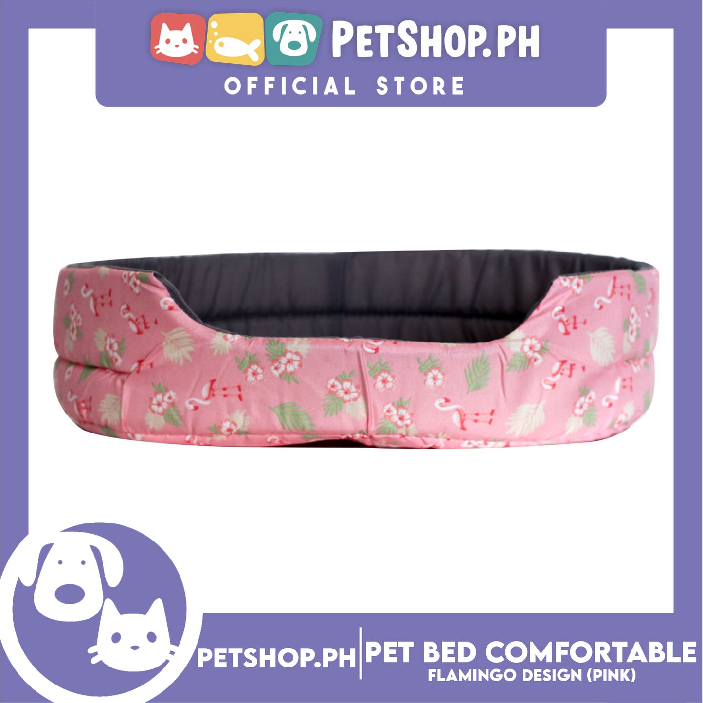 Pet Bed Comfortable Sleeping Bed with Flamingo Design 58x45x14cm for Dogs & Cats Pink