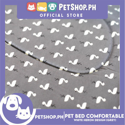 Pet Bed Comfortable Sleeping Bed with White Heron Design 33x24x9cm Dogs & Cats Grey