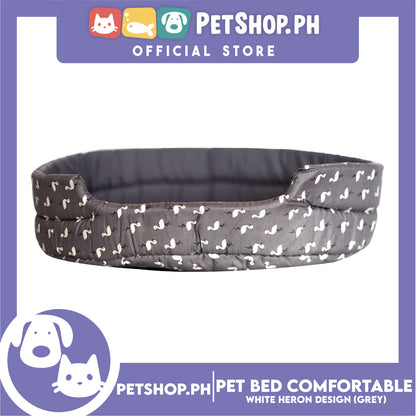 Pet Bed Comfortable Sleeping Bed with White Heron Design 38x29x10cm for Dogs & Cats Grey
