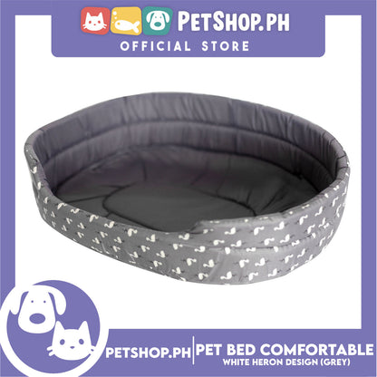 Pet Bed Comfortable Sleeping Bed with White Heron Design 30x22x9cm for Dogs & Cats Grey
