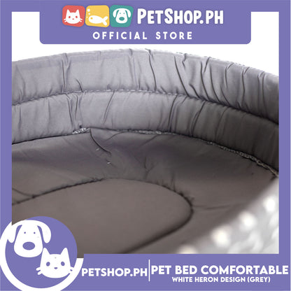 Pet Bed Comfortable Sleeping Bed with White Heron Design 38x29x10cm for Dogs & Cats Grey
