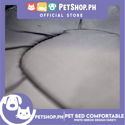 Pet Bed Comfortable Sleeping Bed with White Heron Design 38x29x10cm for Dogs & Cats Grey