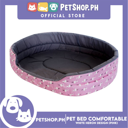 Pet Bed Comfortable Sleeping Bed with White Heron Design 62x50x15cm for Dogs & Cats Pink