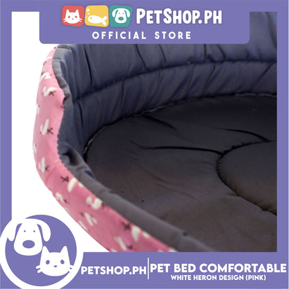 Pet Bed Comfortable Sleeping Bed with White Heron Design 38x29x10cm for Dogs & Cats Pink