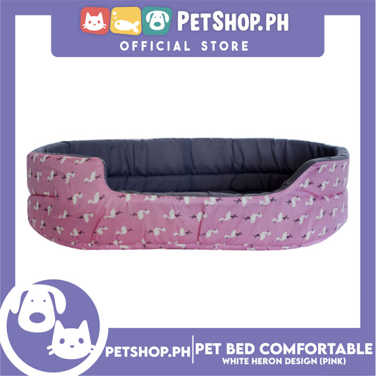Pet Bed Comfortable Sleeping Bed with White Heron Design 55x42x13cm for Dogs & Cats Pink