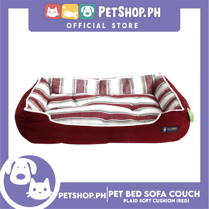 Pet Bed Sofa Couch Inner Plaid Design with Plaid Soft Cushion Large for Cat Dog Small Medium Breed