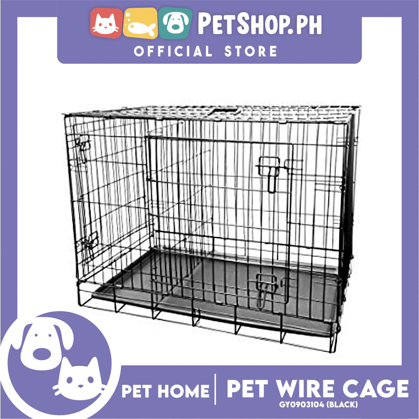 Pet Cage Wire Flooring, Painted Black Wire Cage, Comes With Tray Underneath (GY0903104) Pet Cage, Pet Accessories, Pet House